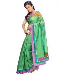 Green & Purple Self Design Ethnic Wear Fashion Saree DSCH041